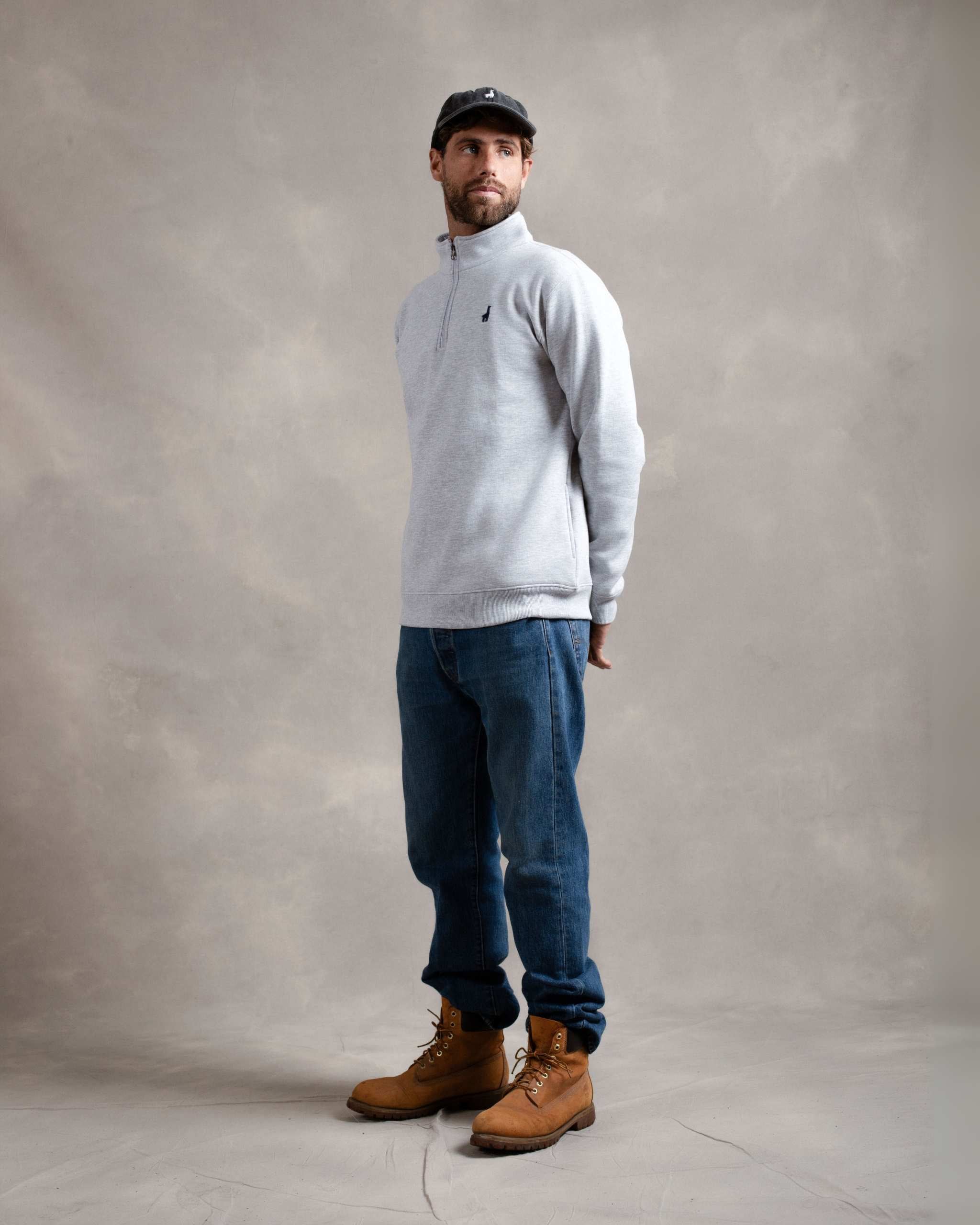 Polera Quarter Zip Gris Melange